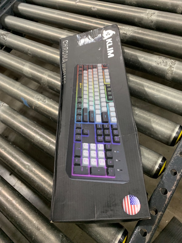 Photo 1 of KLIM Chroma Wireless Gaming Keyboard RGB - Backlit Wireless Keyboard - Long-Lasting Rechargeable Battery - Quiet Water Resistant Ergonomic Keyboard - Teclado Gamer - PC PS5 PS4 Mac - Gray/Black