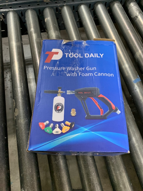 Photo 1 of Tool Daily Short Pressure Washer Gun with Foam Cannon, 1/4 Inch Quick Connector, with 5 Pressure Washer Nozzle Tips, 1 Liter