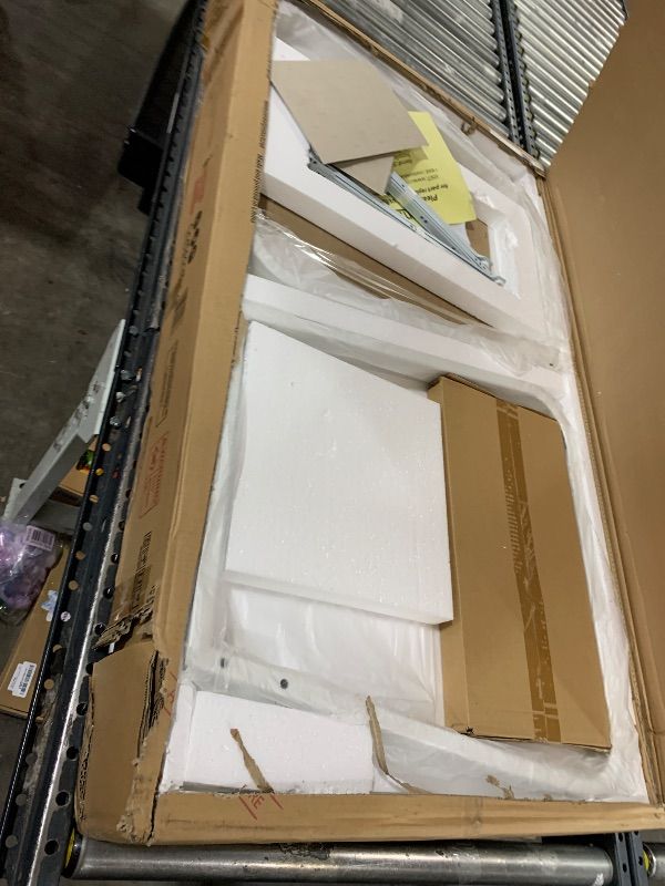 Photo 1 of OneSpace Ultramodern Glass Computer Desk with Drawers, White Medium