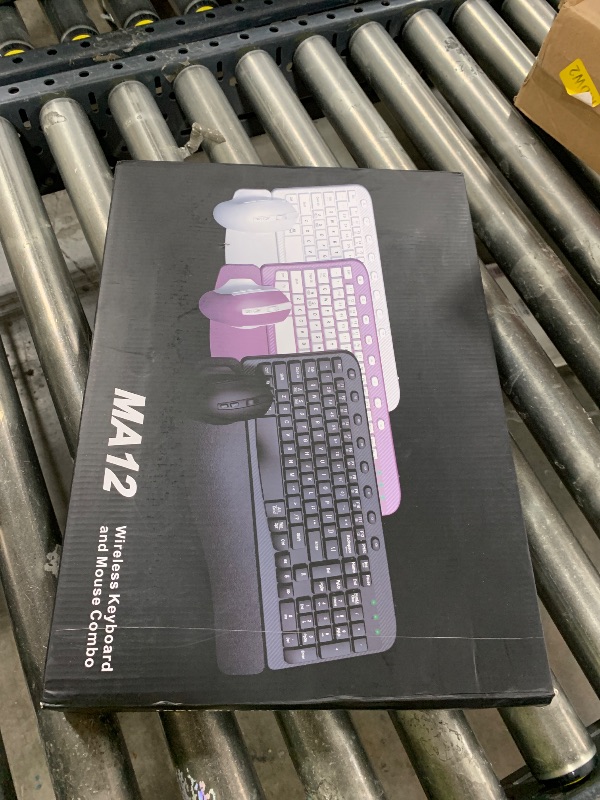 Photo 1 of Wireless Keyboard and Mouse Combo – Ergonomic Wave Key, Built-in Leather Soft Palm Rest, 2.4G Full Size, 8 Hotkeys, 6-Button Mouse with 4-Level DPI, Dual USB-A/USB-C, Windows & macOS Compatible