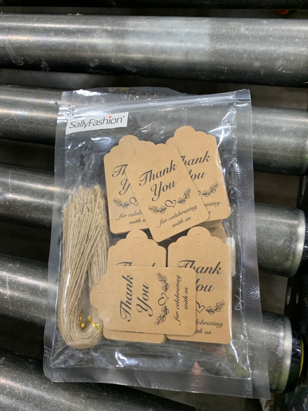 Photo 1 of SallyFashion 100 PCS Thank You Tags, Kraft Paper Gift Tags with Hanging Strings for Wedding, Bridal Shower, Thanksgiving Day Labels