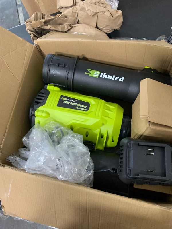 Photo 1 of Leaf Blower Cordless,2 x 21V 6.0Ah Battery and Charger, with 680CFM 190MPH Electric Cordless Leaf Blower, 3-Variable Speed & Turbo Mode, Blowers for Lawn Care (Green C 5002)