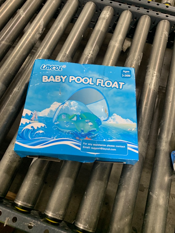 Photo 1 of LAYCOL Baby Swimming Float Inflatable Baby Pool Float Ring with Sun Protection Canopy,add Tail no flip Over for Age of 3-36 Months