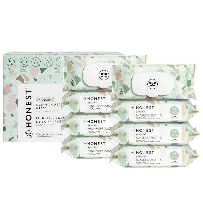 Photo 1 of The Honest Company Clean Conscious Multi-Use Wipes | Hypoallergenic + Unscented for Sensitive Skin | Over 99% Water, Compostable, Plant Based, Baby Wipes 72 COUNT