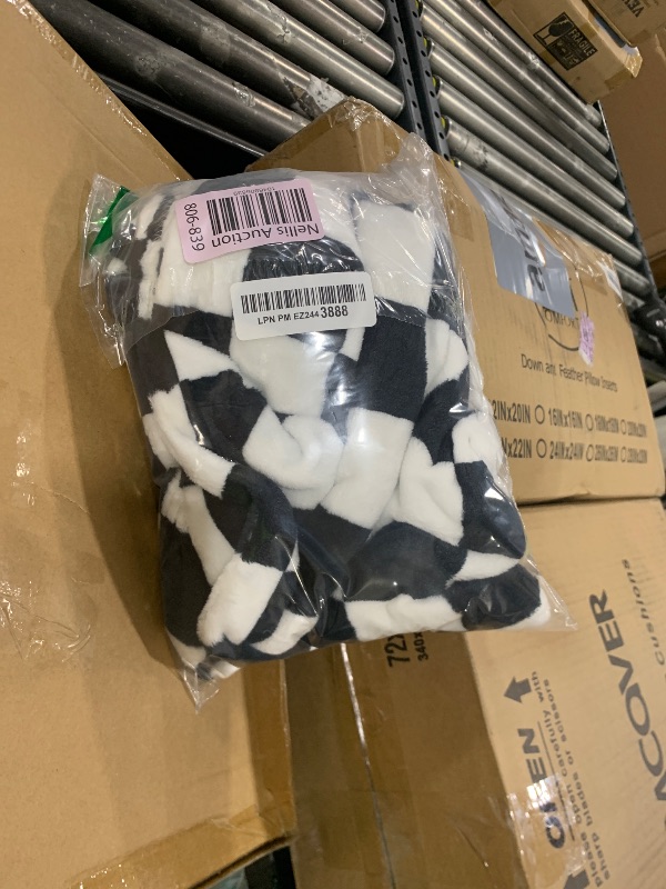 Photo 1 of GreatBba Plush Checkered Baby Blanket for Boys Girls Nursery, 30"*40" Warm Short Fleece Blanket Neutral for Infant Newborn, Small Fuzzy for Sleeping, Chenille Baby for Stroller (Black&White)