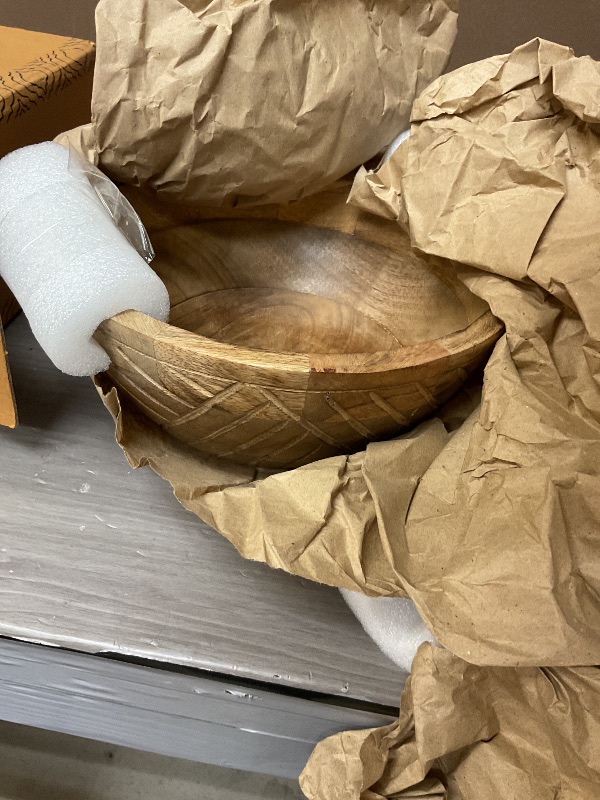 Photo 1 of Mela Artisans 9'' Wooden Fruit Bowl, Regular Serving Bowl for Salads, Cereals, Snacks & Mixing | Decorative Bowls for Kitchen | Jai Valley Collection