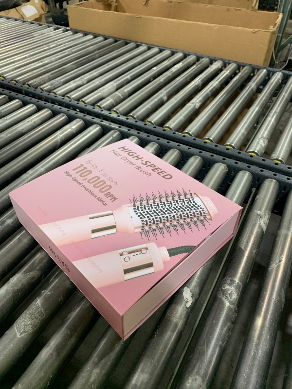 Photo 1 of IBAYS Hair Dryer Brush 6 in 1 Professional Hot Air Styler, 110,000 RPM High-Speed Negative Ionic Hair Dryer, Auto Wrap Curler Frizz-Free Airwrap for Curling Volumizing Straightening Styling Pink