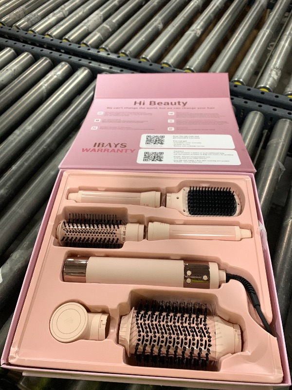 Photo 1 of IBAYS Hair Dryer Brush 6 in 1 Professional Hot Air Styler, 110,000 RPM High-Speed Negative Ionic Hair Dryer, Auto Wrap Curler Frizz-Free Airwrap for Curling Volumizing Straightening Styling Pink
