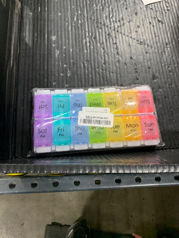 Photo 1 of Large Pill Organizer 2 Times a Day, MOLN HYMY AM PM Pill Box 7 Day, 14 Dividers 2 Week Medicine Pill dispensers with Easy Push Button for Medication, Vitamins, Fish Oils, Supplements
