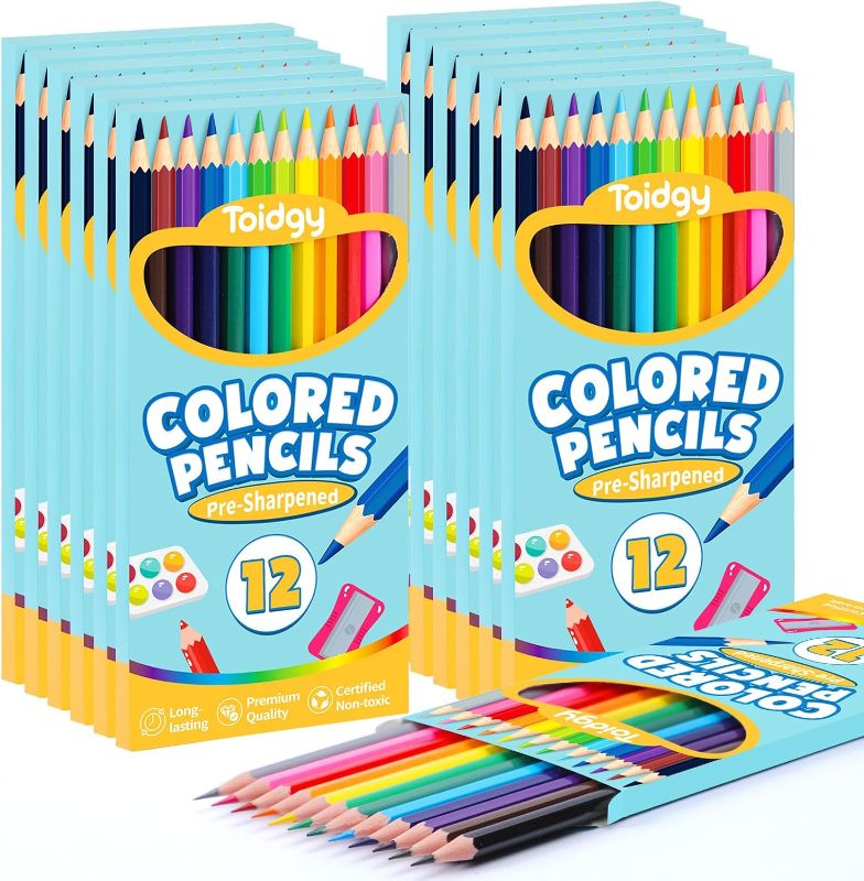Photo 1 of 144 Count Colored Pencils for Kids, 12 Packs Colored Pencils Bulk 12 Colors, Pre-sharpened Color Pencils for Adults, Bulk School Supplies for Teachers, Back to School Supplies, Classroom Prizes