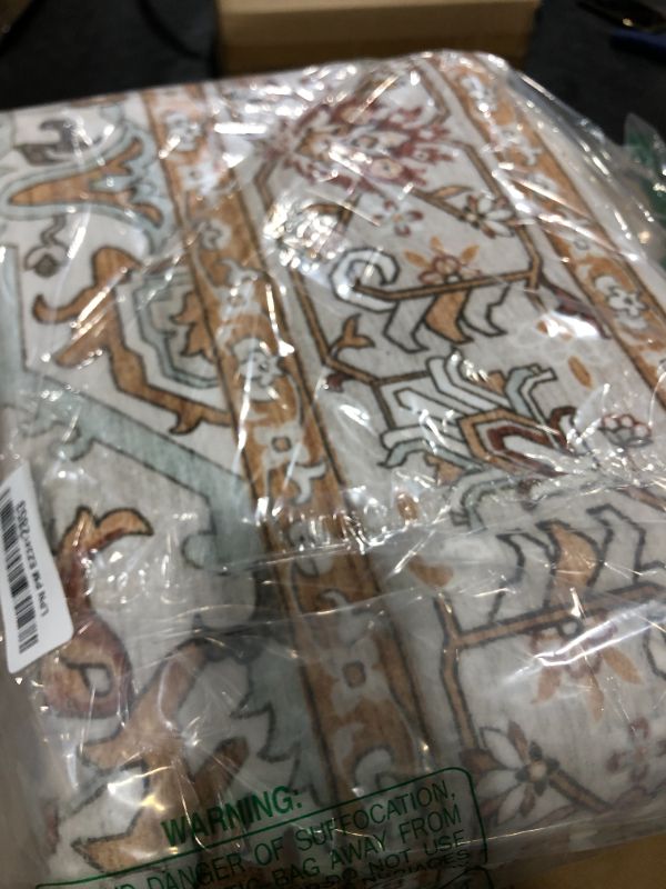 Photo 1 of Area Rug for Living Room: 5x7 Soft Washable Rugs Vintage Large Non-Slip Backing Stain Resistant Carpet for Bedroom Dining Room or Home Office Home Decor - Beige/Orange
