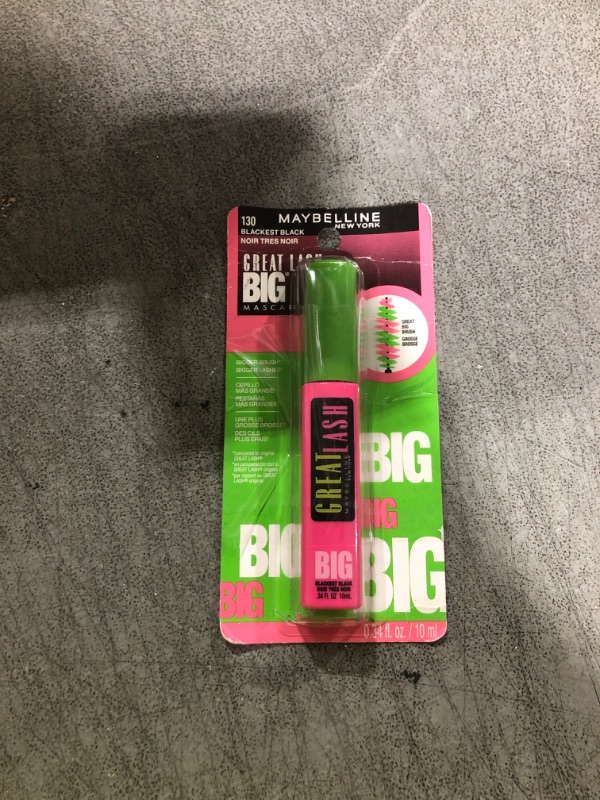Photo 1 of Maybelline Great Lash BIG Washable Mascara, Volumizing, Thickening, Lengthening Mascara, Blackest Black, 1 Count