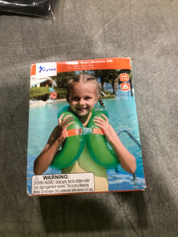 Photo 1 of Hyfoo Swim Vest Floaties for Kids,Inflatable Pool Floats Swimming Ring for Children 50-88Lbs with Adjustable Safety Buckle,Double Air Bag,Learn to Swim Trainer,Green Upgraded