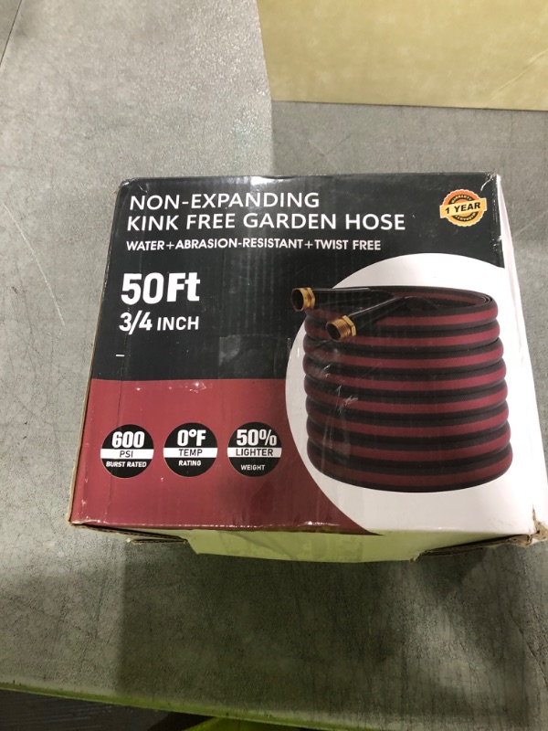 Photo 1 of Haeteir 50ft Non-Expanding Garden Hose with 8-Layer Latex Core, Lightweight & Kink-Free, Flexible Heavy Duty Water Hose for Lawn, Yard, Car Washing (3/4" Solid Brass Fittings, Crush-Resistant)