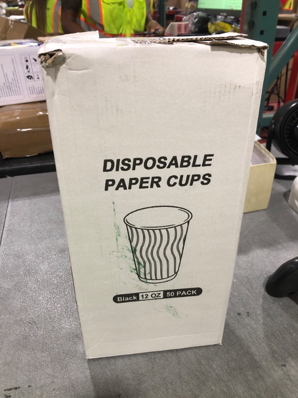 Photo 1 of Lamosi Coffee Cups 12 oz 50 Pack, Black Disposable Coffee Cups, Corrugated Paper Cup 12 oz, Ripple Wall Insulated Water Cup Without Lids for Hot Beverage (Black, 50 Pack, 12 OZ)