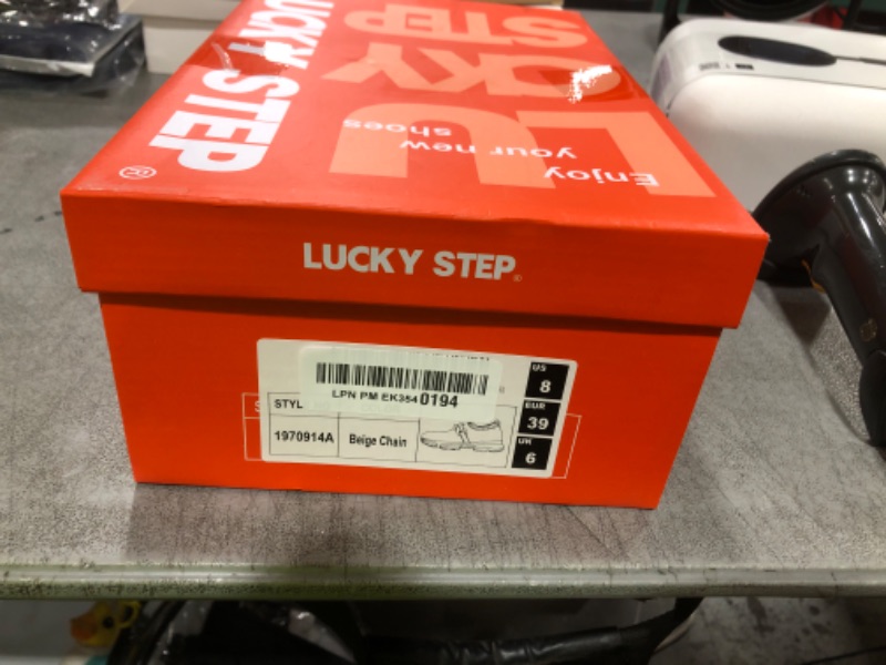 Photo 1 of LUCKY STEP Women Air Cushion Fashion Sneakers Breathable Casual Comfortable Lightweight Walking Shoes (Beige Chain,8B(M) US)