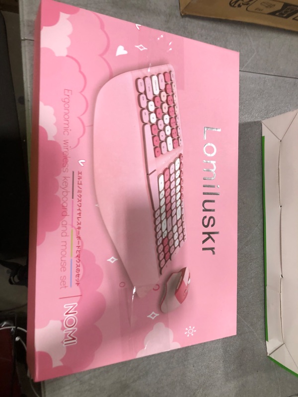 Photo 1 of Wireless Ergonomic Keyboard and Mouse Combo with PU Wrist Rest, Carpal Tunnel Keyboard, 2.4G Colorful Split Ergo Keyboard, Comfortable Natural Typing, Compatible with PC/Laptop (Pink)