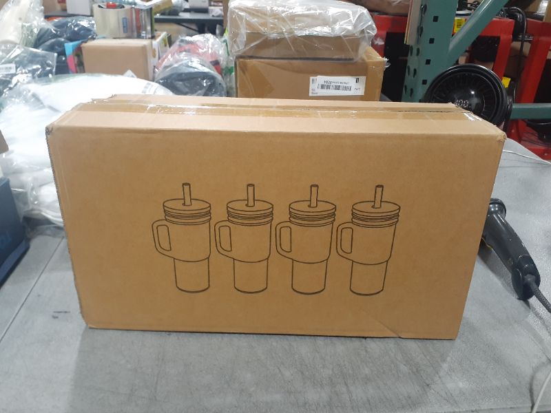 Photo 1 of CHLJAR 4Pcs Glass Cups with Lids and Straws, 24oz Mason Jar Iced Coffee Cup Drinking Jars Glasses Tumbler with Handle Bamboo Lids Wide Mouth Travel Mug for Bubble Tea, Iced Coffee, Smoothie, Beer