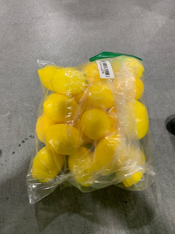 Photo 1 of 30 Pack Faux Yellow Lemons Artificial Fruits Fake Lemons Lifelike Simulation for Lemonade Party Kitchen Table Summer Decorations Vase Fillers Fruit Bowl Lemon Wreath Garland Photography Props