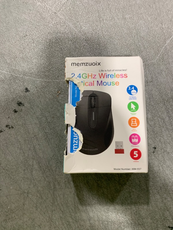 Photo 1 of memzuoix 2.4G Wireless Mouse, 1400 DPI Computer Mice with USB Receiver, Portable Wireless USB Battery Powered Cordless Mouse for Laptop, PC, Desktop, 5 Buttons (Matte Black)