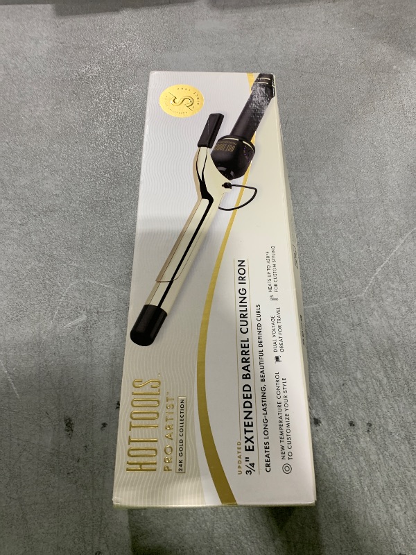 Photo 1 of HOT TOOLS 24K Gold Professional 3/4" Extended Barrel Curling Iron with Clamp for Defined Curls - 24K Gold Technology for Long-Lasting Results & Longer Barrel for Easy Styling