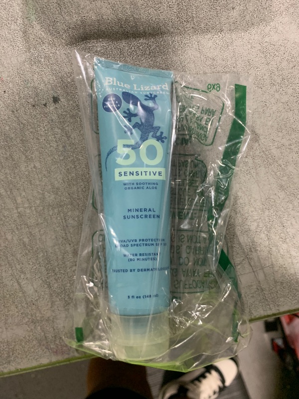 Photo 1 of BLUE LIZARD Sensitive Mineral Sunscreen with Zinc Oxide 50+ Water Resistant UVAUVB Protection with Smart Cap Technology Fragrance Free, Sensitve, SPF 50 - - Tube, Unscented, 5 Fl Oz
