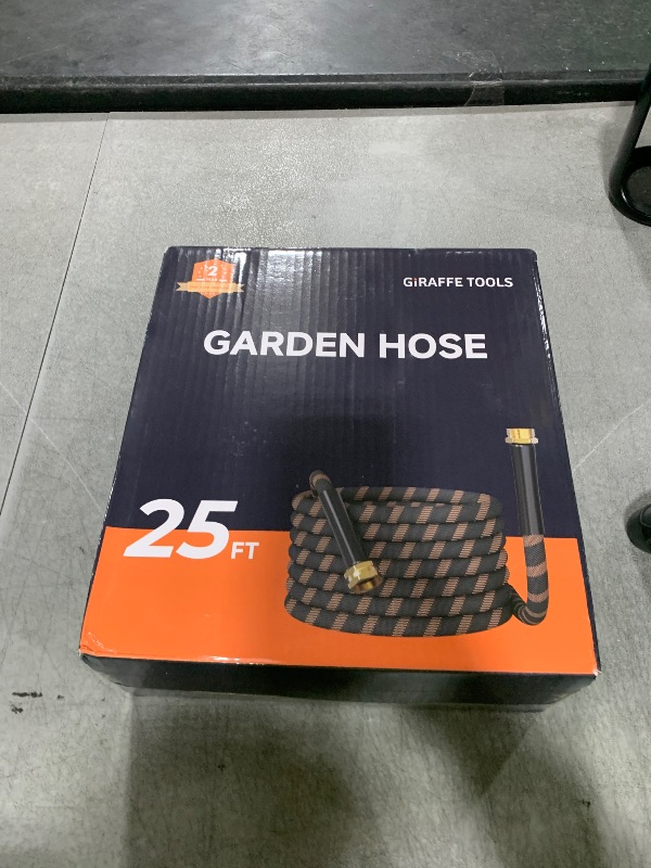 Photo 1 of Giraffe Tools Garden Hose 25FT 1/2” Non-Expandable Lightweight Flexible Water Hoses Burst 600 psi with 9 Spray Function Nozzle Heavy Duty Hose
