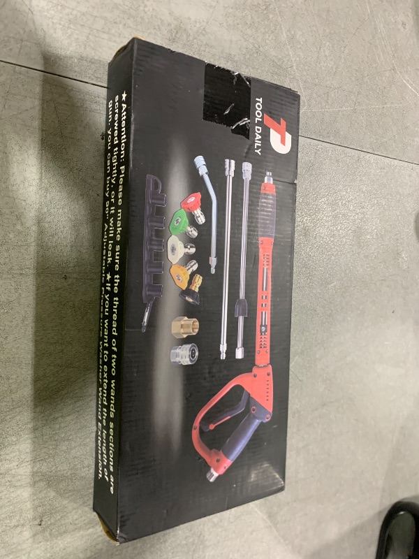 Photo 1 of Tool Daily Pressure Washer Gun with Replacement Wand, 17 Inch Power Washer Extension Wand, 30° Curved Rod, 5 Nozzle Tips, 4000 PSI