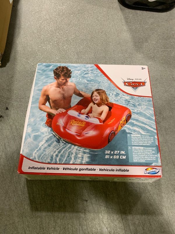 Photo 1 of Swimways Disney Pixar Cars Inflatable Water Boat Vehicle, Inflatable Pool Floats and Kids Pool Toys, Cars Pool Party Supplies for Kids Aged 3 & Up