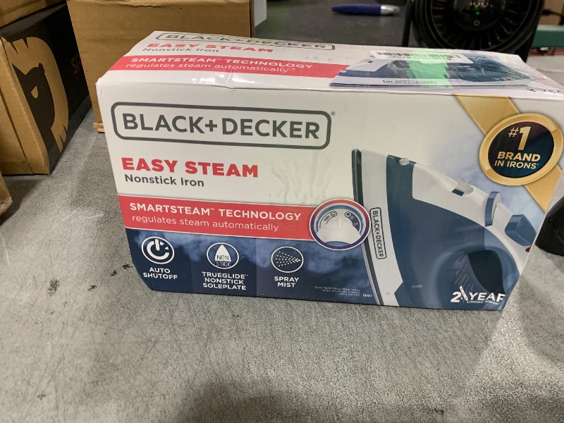 Photo 1 of BLACK+DECKER Easy Steam Compact Iron for Clothes, Automatic Shutoff, Nonstick Plate, Light Weight, 1200 Watts