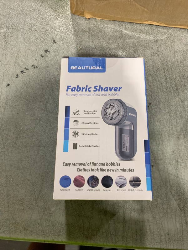 Photo 1 of BEAUTURAL Fabric Shaver and Lint Remover, Sweater Defuzzer with 2-Speeds, 2 Replaceable Stainless Steel Blades, Battery Operated, Remove Clothes Fuzz, Lint Balls, Pills, Bobbles Gray