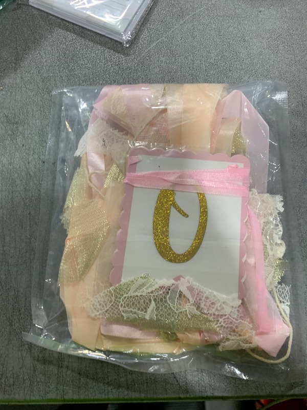 Photo 1 of Pre - strung Pink Highchair Banner - 1st One Birthday Highchair Banner for Princess Girls ONE Baby Shower Room Party Decor