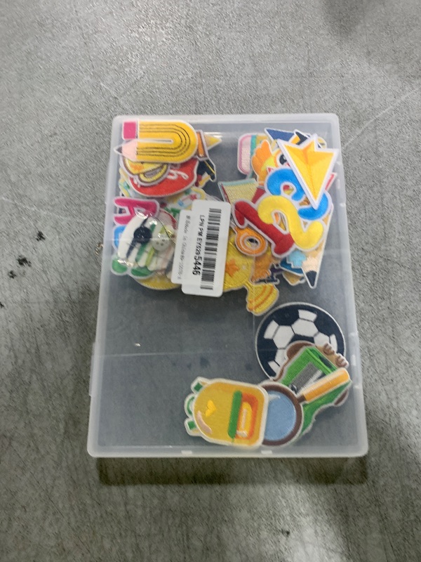 Photo 1 of 60pcs Theme School Iron on Patches Graduation Back to School Patches Pencil School Bus Embroidered Sew Applique Repair Patch Teacher Students DIY Crafts for Clothing Jacket Jeans Pants Dress Backpack