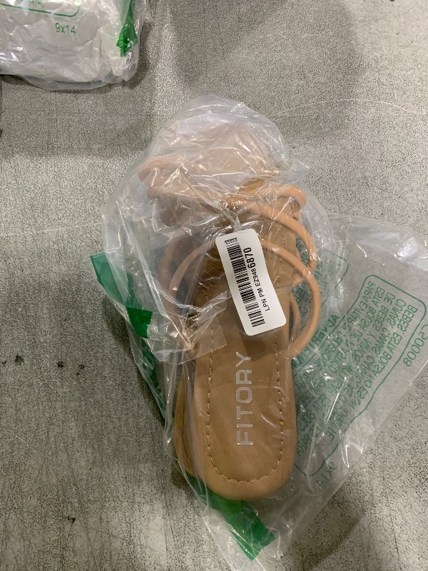Photo 1 of FITORY Women's Slide Sandals Flat Toe Ring Thongs with Cross Strap for Summer Size 7 Camel