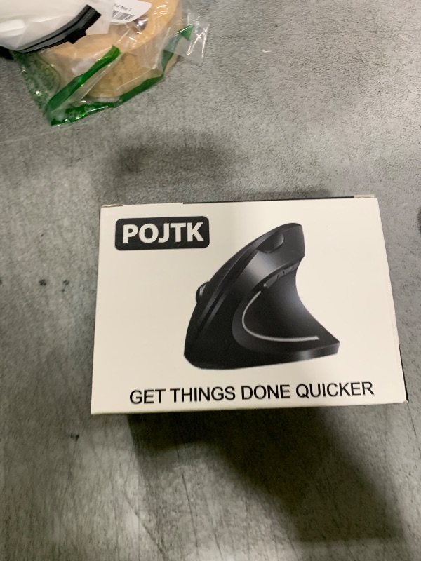 Photo 1 of POJTK Ergonomic Wireless Rechargeable Mouse, Bluetooth+USB A+Type C(3 in 1) Connection, 5 Levels Up to 4800 DPI, 6 Silent Buttons, 2.4GHz Carpal Tunnel Vertical Mice, for Laptop, Desktop,MacBook-black
