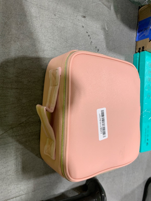 Photo 1 of RRtide Makeup Bag with Mirror of LED Lighted, Travel Makeup Train Case Cosmetic Bag Organizer with Mirror and Lights, Make up Bag with Light up Mirror Adjustable Divider Brush Board