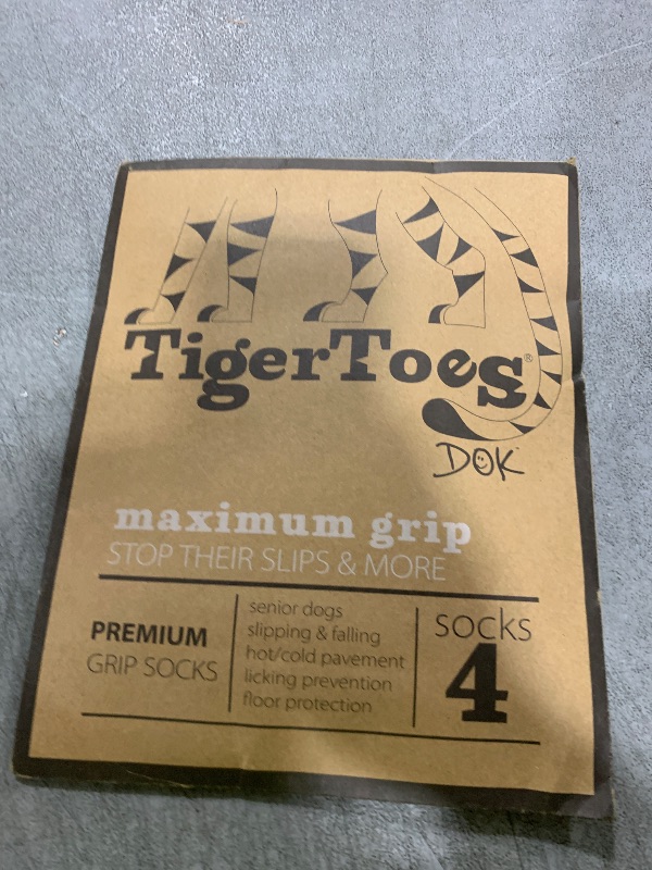 Photo 1 of DOK TigerToes Premium Non-Slip Dog Socks for Hardwood Floors - Extra-Thick Grip That Works Even When Twisted - Prevents Licking, Slipping, and Great for Dog Paw Protection (XXL, Cool Caramel)