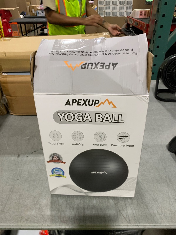 Photo 1 of APEXUP Yoga Ball Exercise Ball, Anti Slip Stability Ball Chair, Heavy Duty Large Gym Ball for Fitness, Balance, Core Workout and Physical Therapy (L (23"~26") 65cm, Black)