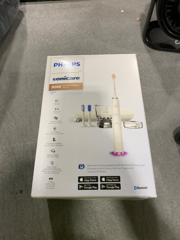 Photo 1 of Philips Sonicare DiamondClean Smart 9500 Electric Toothbrush, Sonic Toothbrush with App, Pressure Sensor, Brush Head Detection, 5 Brushing Modes and 3 Intensity Levels, White, Model HX9923/01