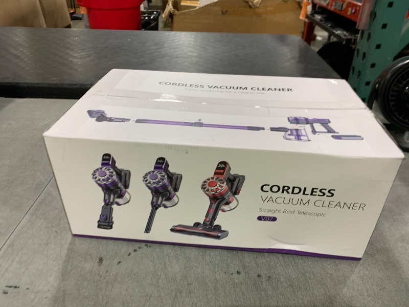 Photo 1 of Cordless Vacuum Cleaner for Home with Powerful Suction,Lightweight Stick Vacuum Cordless Rechargeable with 35 Mins Runtime, Hardwood Floor Vacuum for Pet Hair,Carpet,Tile(Dark Purple)