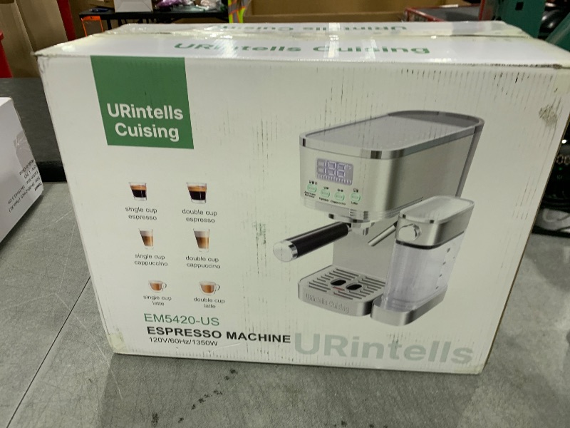 Photo 1 of AMZCHEF Espresso Machine with LCD Display, 20 Bar Cappuccino Machines with Automatic Milk Frother for Home Gifts, Latte Coffee Maker with Dual Wall & Filters, Stainless Steel Style sliver