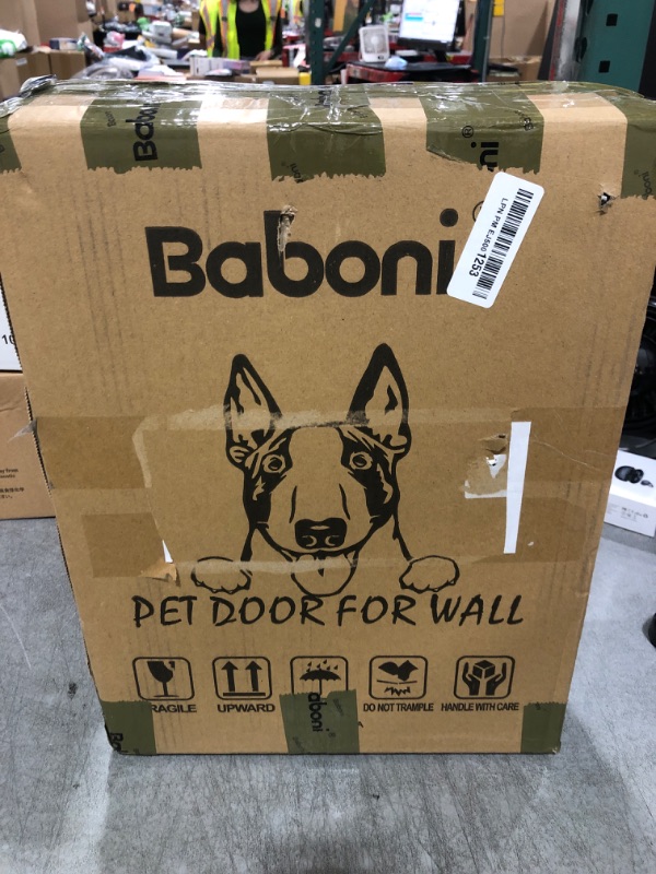 Photo 1 of Baboni Pet Door for Wall, Steel Frame and Telescoping Tunnel, Aluminum Lock, Double Flap Dog Door and Cat Door, Strong and Durable (Pets Up to 40 Lb) -Medium