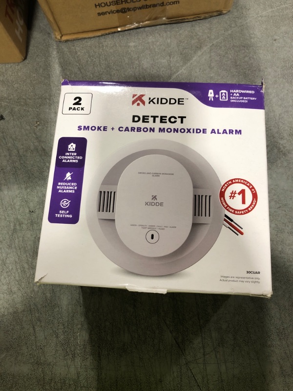 Photo 1 of Kidde Hardwired Smoke & Carbon Monoxide Detector, AA Battery Backup Smoke Alarm, Interconnectable, LED Warning Light Indicators, 2 Pack