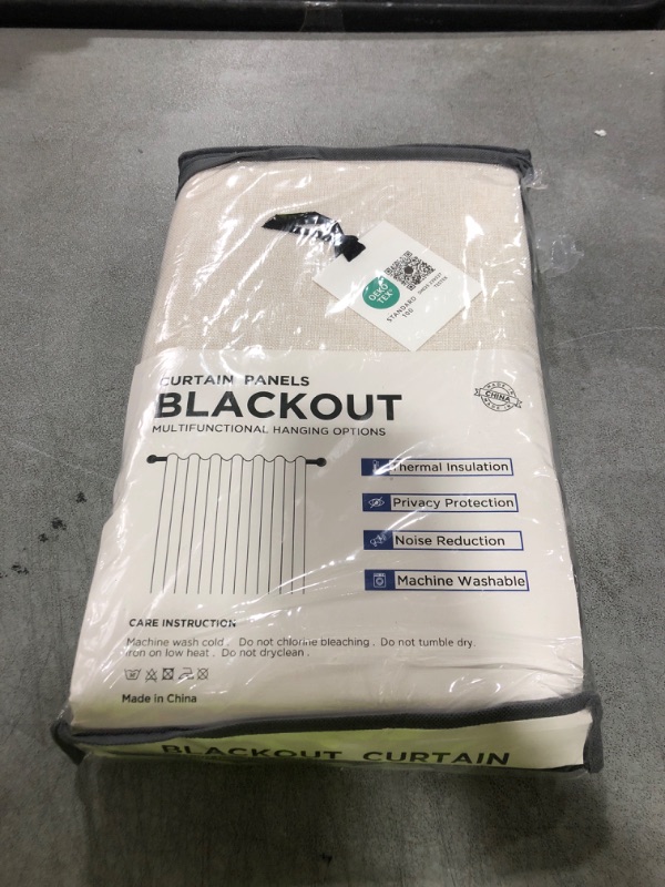 Photo 1 of 100% Blackout Shield Linen Blackout Curtains for Bedroom 84 Inches Long, Back Tab/Rod Pocket Living Room Drapes, Thermal Insulated Blackout Curtains 2 Panels Set, 50" W x 84" L, Cream