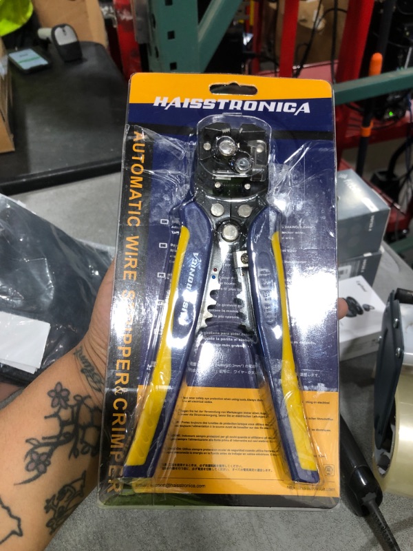 Photo 1 of haisstronica Self-Adjusting Wire Stripper, 3 in 1 Stripper/Cutter/Crimping Heavy Duty Automatic Electrical Wire Strippers for 10-24 AWG