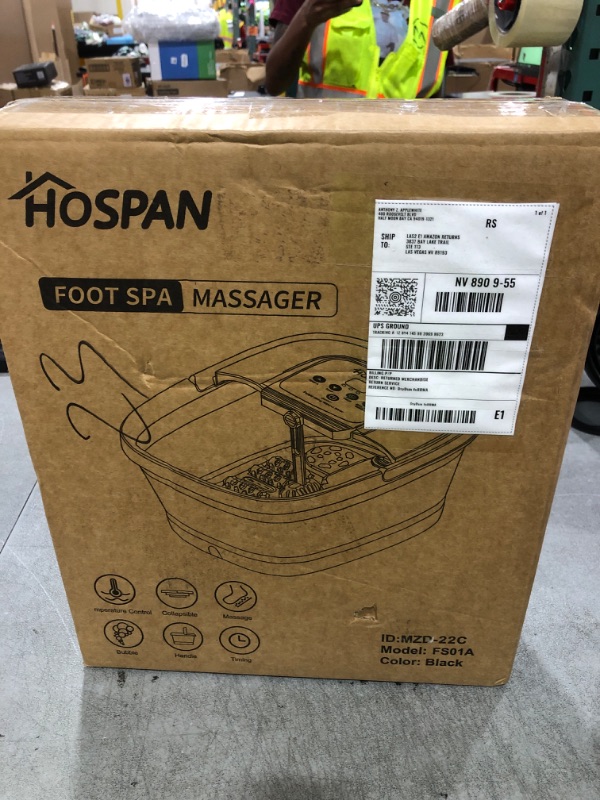 Photo 1 of HOSPAN Collapsible Foot Spa with Heat, Bubble, Red Light, and Temperature Control, Foot Bath Massager with 8 Shiatsu Massage Rollers, Pedicure Foot Spa for Relaxation and Stress Relief, Black