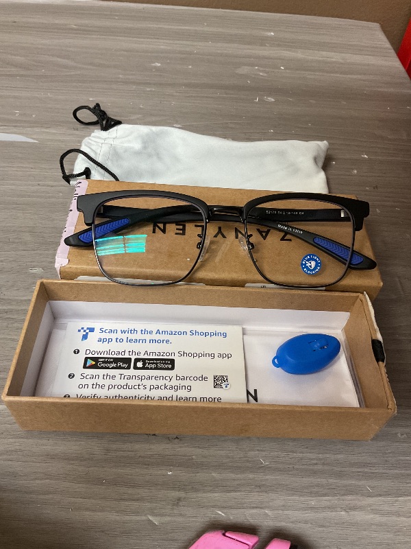 Photo 1 of ZanyLen Blue Light Glasses Men Rectangle Large Browline Computer Gaming Glasses Blue Blocker Anti-Glare UV400 Protection Clear Lens