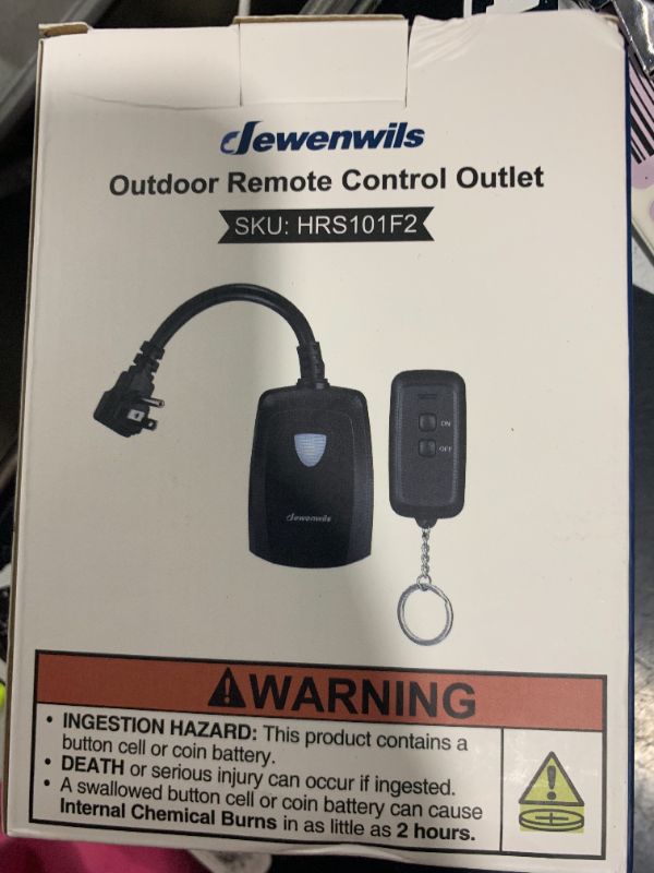 Photo 1 of DEWENWILS Outdoor Wireless Remote Control Outlet Power Strip Weatherproof, Expandable Indoor Outdoor Electrical Plug in Light Switch, 15 A, 7-Inch Extension Cord, 100 FT Range, ETL Listed