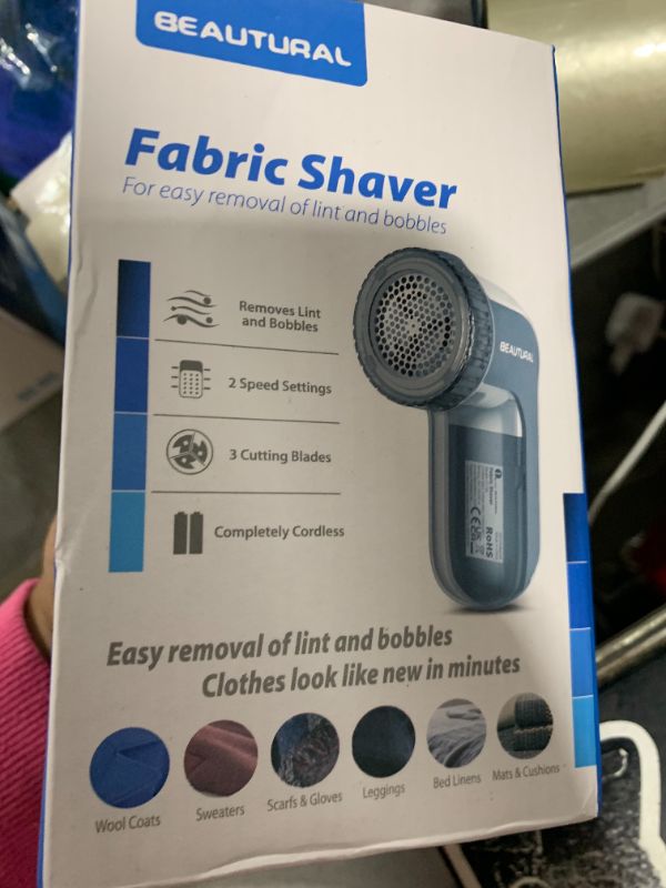 Photo 1 of BEAUTURAL Fabric Shaver and Lint Remover, Sweater Defuzzer with 2-Speeds, 2 Replaceable Stainless Steel Blades, Battery Operated, Remove Clothes Fuzz, Lint Balls, Pills, Bobbles Gray