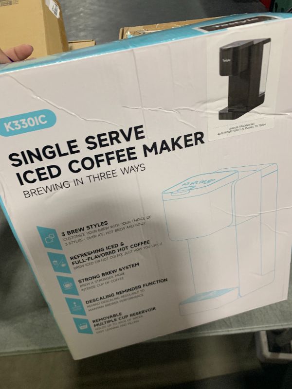 Photo 1 of Tastyle Single Serve Hot & Iced Coffee Maker with Strong Brew, 40oz Removable Reservoir, 6 Brew Sizes, Compatible with K Cup and Grounds, Compact for Home, Office, RV and Dorm, Black (2.0 Version)